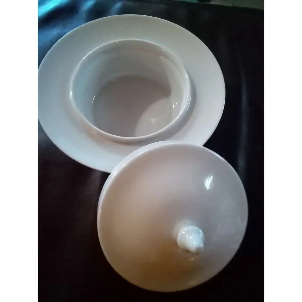 SPAL Made for Horchow White Butter Food Dish & Lid Portugal Porcelain Round